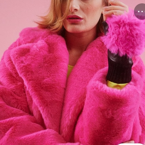Forever 21 Hot Pink faux fur jacket, M - Picture 2 of 9